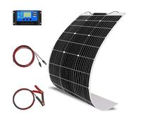 Kit flessibile per pannello solare da 100 W, 12 V, caricabatterie con controller solare da 10 A e cavo adattatore fotovoltaico per caravan, camper, auto e ricarica batteria da 12 V (100)