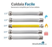 Kit flessibili Caldaia 5 Tubi Inox rivestiti 4 acqua + 1 gas 3/4" allacciamento