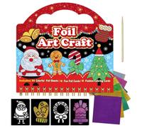 Kit Foil Art Set di Pittura a Tema Natalizio con Adesivi e Schede da | Arte con Foil per Bambini Bambini 3 ai 6 Anni, Incontri di Famiglia, Vacanze e Genitori-Figli