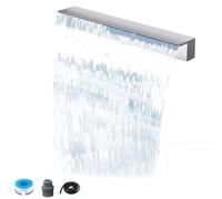 Kit Fontana a Cascata in Acciaio Inossidabile - Cascata da 40 cm per laghetti e vasche da Interno/Esterno, Lama d'Acqua Personalizzabile, Finitura Argento Resistente, Elegante Decorazione PE