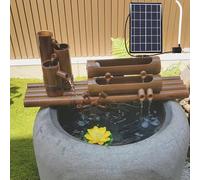 Kit fontana in bambù ad energia solare con ruota Feng Shui per vasche da giardino, fontana ecologica