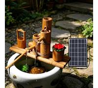 Kit Fontana in Bambù con Pompa Solare, Gioco d'Acqua a Circolazione, Fontana a Cascata Feng Shui per Arredamento Zen e Relax Domestico (Vasca non inclusa)(L:45CM)
