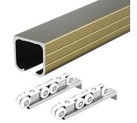 Kit for Porta Scorrevole, Binario for Porta A Scomparsa E Rulli, Kit Ferramenta for Porta da Fienile in Alluminio, Set di Binari for Porta Scorrevole for Impieghi Gravosi(A,10ft/305cm)