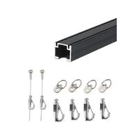 Kit for programma di sospensione su binario for quadri, binari regolabili, ganci for appendere quadri da galleria, ferramenta da parete(Rope 250cm,Black-140cm/55.12 in)