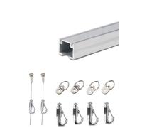 Kit for programma di sospensione su binario for quadri, binari regolabili, ganci for appendere quadri da galleria, ferramenta da parete(Rope 250cm,Silver-130cm/51.18 in)
