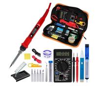 Kit For Saldatore Multimetro Digitale A Temperatura Regolabile Da 80 W Gamma Automatica Punte For LCD Rilavorazione Di Strumenti Saldatura Riscaldamento Preciso(Red)