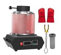 Kit Forno Fusione Dell'oro,1500 W,2102 ℉ Fonderia Rapida,Display Controllo Della Temperatura A Led,Forno Fusione Elettrico,Con Crogiolo Grafite,Guanti Termoisolanti,Pinze Crogiolo 1kg-Red