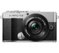 Kit fotocamera Olympus PEN E-P7, sensore 20 MP, schermo HD LCD inclinabile, 4K, Wi-Fi, controllo profilo colore e monocolore, argento comprende obiettivo M.Zuiko Digital ED 14-42mm EZ nero