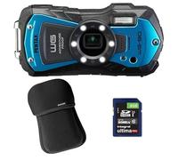 Kit fotografico personalizzato creato utilizzando PENTAX Compact étanche WG-90 Bleu + Etui + SD