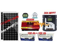 KIT FOTOTOVOLTAICO PANNELLOP SOLARE 200W 2KW GIORNALIERO PER BAITA CASA MARE ...