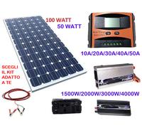 Kit Fotovoltaico 1 Kw Giornaliero Pwm Inverter 2000w Isola Solare Pannello 100 W