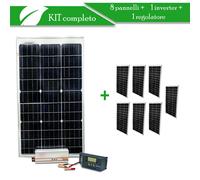 kit fotovoltaico 100W 12V pannello solare policristallino barca camper casa kit