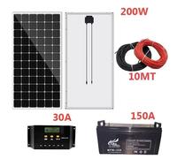 Kit Fotovoltaico 2 KW Pannello Solare 200W regolatore 30 amp batteria 150a