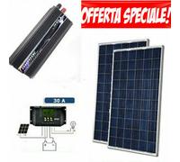 Kit Fotovoltaico 2 KW Pwm Inverter 2000W Pannello Solare 200W reg 30 amp CAMPER
