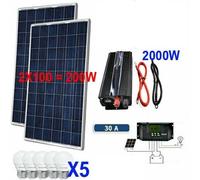 Kit Fotovoltaico 2 KW Pwm Inverter 2000W Pannello Solare 200W regolatore 30 amp