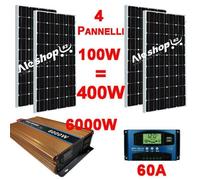 Kit Fotovoltaico 3 KW Pwm Inverter 6000W 4Pannello Solare 400W regolatore 60 amp