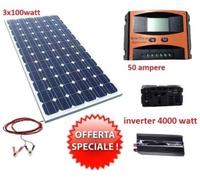 KIT FOTOVOLTAICO 3KW GIORNALIERO INVERTER 4000W PANNELLO ENERGIA SOLARE 300W