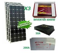 KIT FOTOVOLTAICO 3KW GIORNALIERO INVERTER 4000W PANNELLO ENERGIA SOLARE BATTERIA