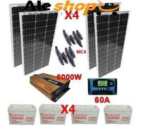 KIT FOTOVOLTAICO 3KW GIORNALIERO INVERTER 6000W PANNELLO ENERGIA batteria 120 ah