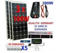 Kit Fotovoltaico 3KW Pwm Inverter 2000W Pannello Solare 300W regolatore 50 amp.