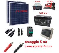 Kit Fotovoltaico Inverter 3000W Pannello Solare 200W Batteria 104 150 200ah