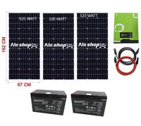 KIT FOTOVOLTAICO PANNELLO SOLARE 320W BATTERIA 200AH INVERTER 1KW PER CASA BAITA
