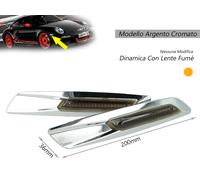 CARALL Kit Freccia Laterale a LED Side Marker Dinamica Argento Cromato Lente Grigio BMW