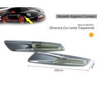 Kit Freccia Laterale a Led Side Marker Dinamica Argento Cromato Lente Trasparent