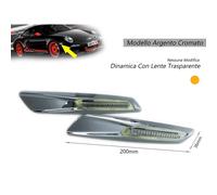 Kit Freccia Laterale a Led Side Marker Dinamica Argento Cromato Lente Trasparen