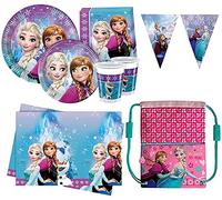 Kit Frozen Addobbi Compleanno Bambini Principesse, Festone Party Decorations, Completo Tavola Accessori e Decorazioni - Tovaglia, Tovaglioli, Bicchieri e Piatti, Gadget Festa Ragazza - Ergogo