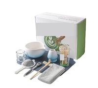 Kit frullatore for tè matcha da 9/10 pezzi con ciotola in ceramica, frusta, cucchiaio, colino e cerimonia del forno per preparare il tè matcha(Blue 10pcs)