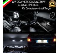 KIT FULL LED ABITACOLO + PLAFONIERE LUCI TARGA CANBUS 6000K AUDI A3 8P CABRIO