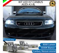 KIT FULL LED AUDI A3 8L FARO LENTICOLARE H7 ABBAGLIANTE CANBUS 8000 LUMEN