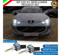 KIT FULL LED H1 CANBUS 360° PEUGEOT 407 LENTICOLARE 9600 LUMEN 6000K BIANCO