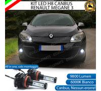 KIT FULL LED H11 6000K CANBUS XENON 9800 LUMEN FENDINEBBIA PER RENAULT MEGANE 3