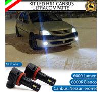 KIT FULL LED H11 FENDINEBBIA PER DACIA LOGAN MK1 6000K BIANCO 6000 LM CANBUS