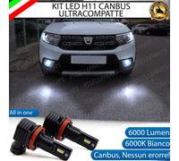 KIT FULL LED H11 FENDINEBBIA PER DACIA SANDERO MK2 6000K BIANCO 6000 LM CANBUS