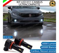 KIT FULL LED H11 FENDINEBBIA PER FIAT TIPO 6000K BIANCO 6000 LUMEN CANBUS