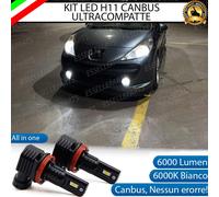 KIT FULL LED H11 FENDINEBBIA PER PEUGEOT 207 6000K BIANCO 6000 LUMEN CANBUS