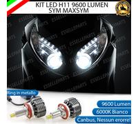 KIT FULL LED H11 SYM MAXSYM 6000K BIANCO CANBUS LED 360° 9600 LUMEN LUCE BIANCA