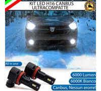 KIT FULL LED H16 FENDINEBBIA PER DACIA LODGY 6000K BIANCO 6000 LUMEN ALL IN ONE