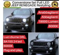 KIT FULL LED H4 + LUCI DIURNE PER JEEP RENEGADE RESTYLING 19000 LM 6000K CANBUS