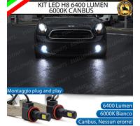 KIT FULL LED H8 PER MINI PACEMAN R61 FENDINEBBIA 6400 LUMEN 6000K BIANCO CANBUS