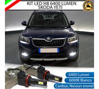 KIT FULL LED H8 SKODA YETI FENDINEBBIA CANBUS 6400 LUMEN 6000K NESSUN ERRORE