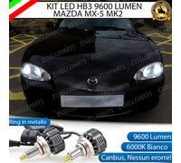 KIT FULL LED HB3 9005 CANBUS 360° MAZDA MX-5 MK2 LENTICOLARE 9600 LUMEN 6000K