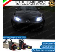 KIT FULL LED HB3 ABBAGLIANTI MAZDA MX-5 MK3 DAL 10/2008 6000K CANBUS 6400 LUMEN