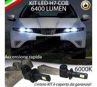 KIT FULL LED HONDA CIVIC 8 LAMPADE H7 6000K XENON BIANCO GHIACCIO NO ERROR