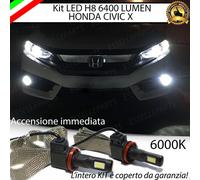 KIT FULL LED HONDA CIVIC X LAMPADE H8 FENDINEBBIA CANBUS 6400 LUMEN 6000K