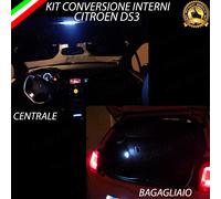 KIT FULL LED INTERNI CITROEN DS3 PLAFONIERA CENTRALE + BAGAGLIAIO 6000K