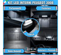 KIT FULL LED INTERNI + TARGA PER PEUGEOT 3008 MK2 COMPLETO 6000K NO ERRORE
